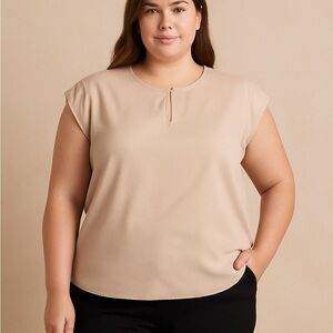 Ann Taylor Neutral Sleeveless Blouse Size L